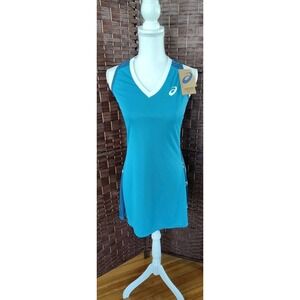 Asics Women's Match Dress Size Medium Teal Blue  Moisture Wicking Mesh Racerback